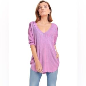 Express Plunging Vneck Marble Pink Knit Sweater